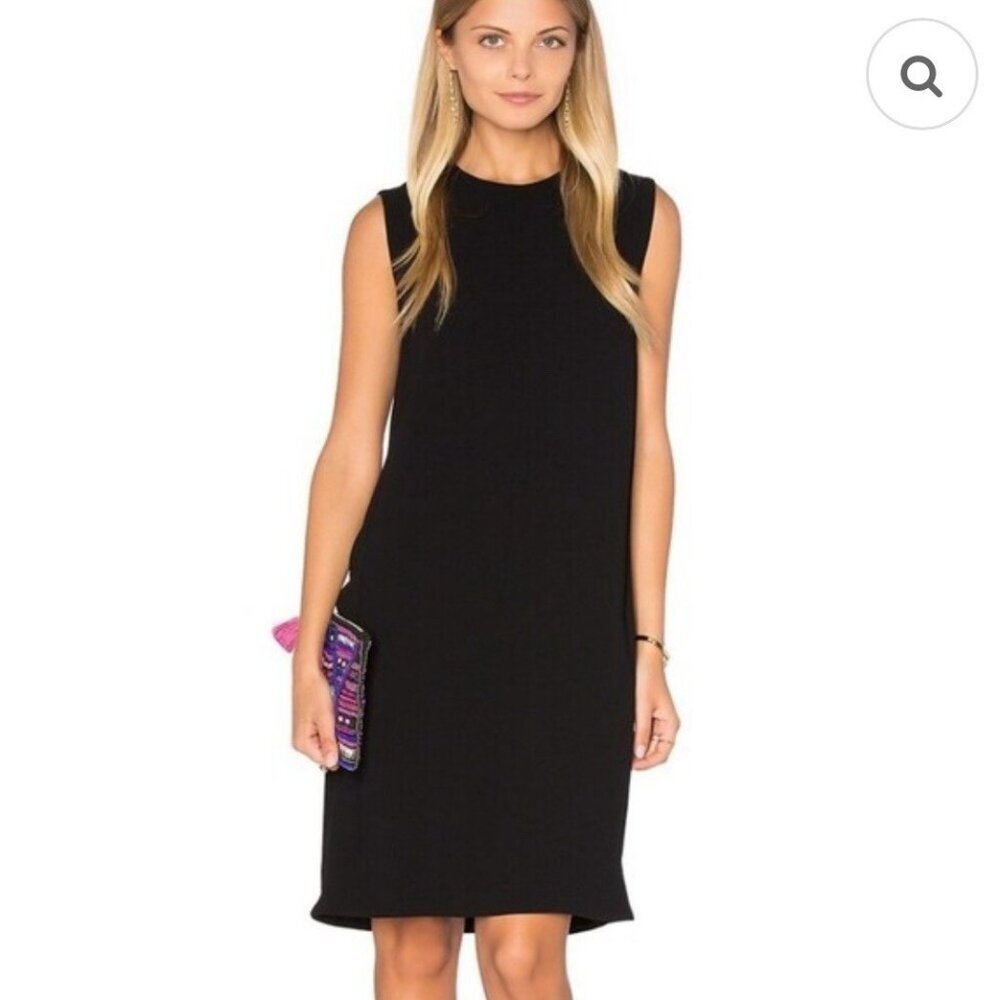 Vince Sleeveless Crepe Shift Mini Dress Women 2 Black Workwear Silk Lined‎